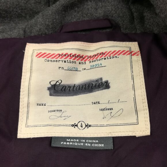 Anthropologie Cartonnier Coat Down Puffer Toggle Button Jacket Wool Purple Sz 4 - Picture 5 of 14